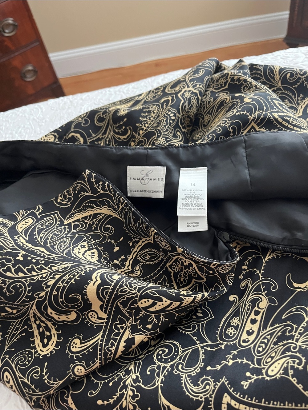 Emma James Black and Gold Paisley Pants